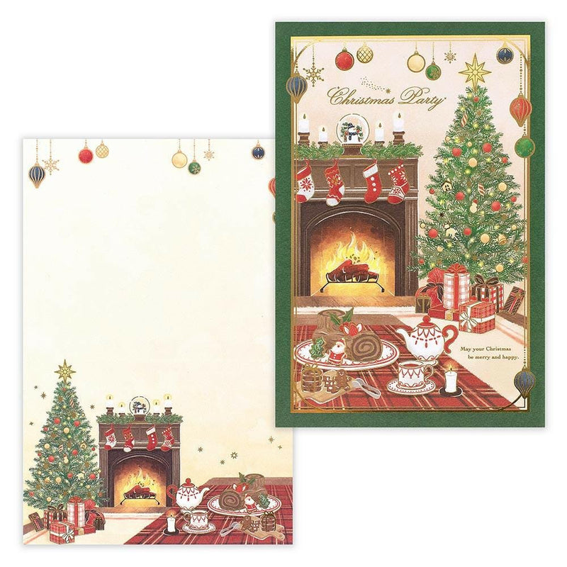 Japanese Washi Writing Letter Pad and Envelopes -noel party- / NB letter set