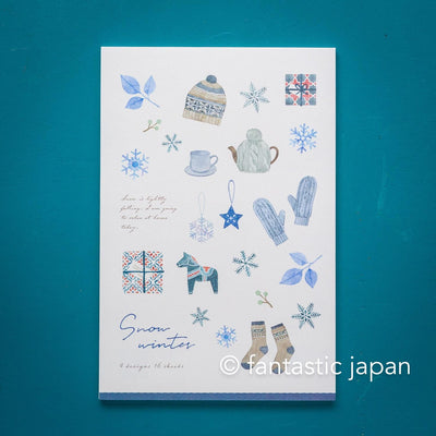 Japanese Washi Writing Letter Pad and Envelopes -snow winter- / NB letter set