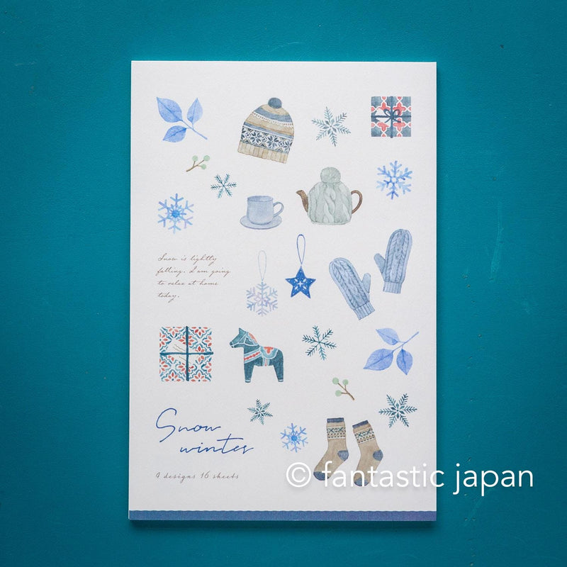 Japanese Washi Writing Letter Pad and Envelopes -snow winter- / NB letter set