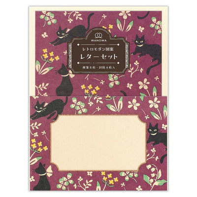 Japanese Washi letter set / WANOWA -black cat- / NB letter set