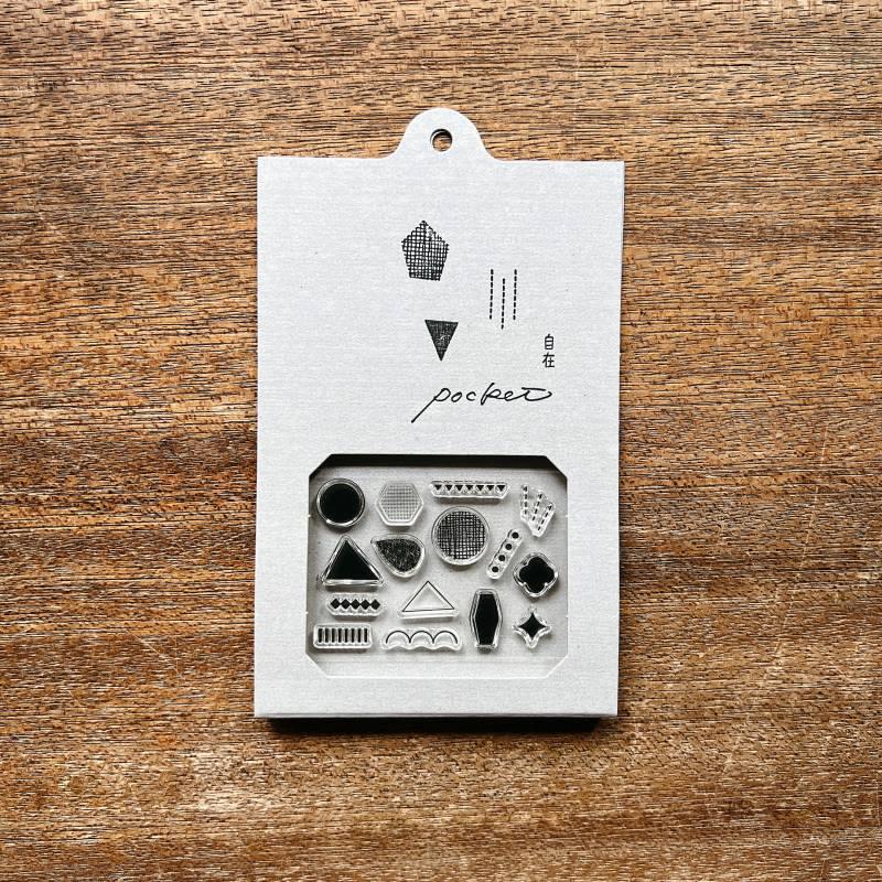 Mizushima JIZAI Clear Stamps POCKET -Shapes 01-  / nombre stamp