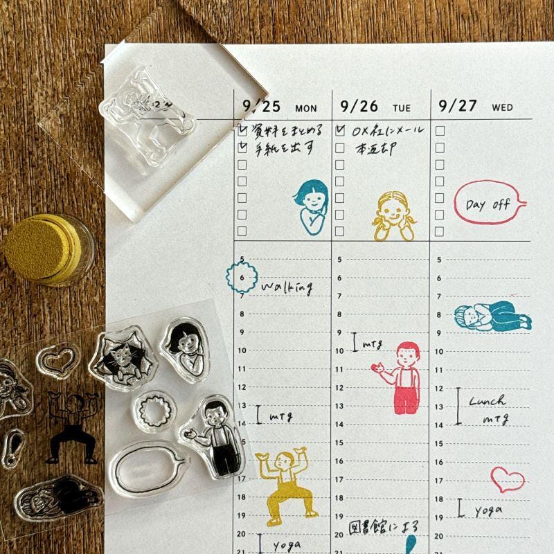 Mizushima JIZAI Clear Stamps for planner deco -kids by Eri Masco-  / nombre stamp