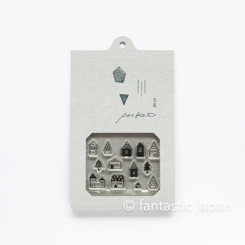 Mizushima JIZAI Clear Stamps POCKET -houses 01-  / nombre stamp