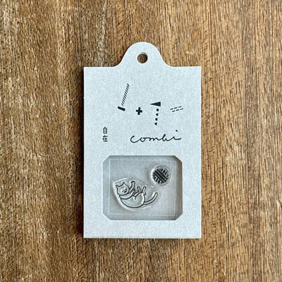 Mizushima JIZAI Clear Stamps COMBI -cat and yarn-  / nombre stamp