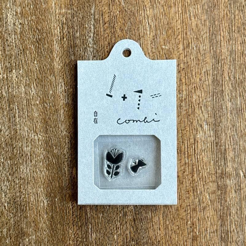 Mizushima JIZAI Clear Stamps COMBI -butterfly and flower-  / nombre stamp