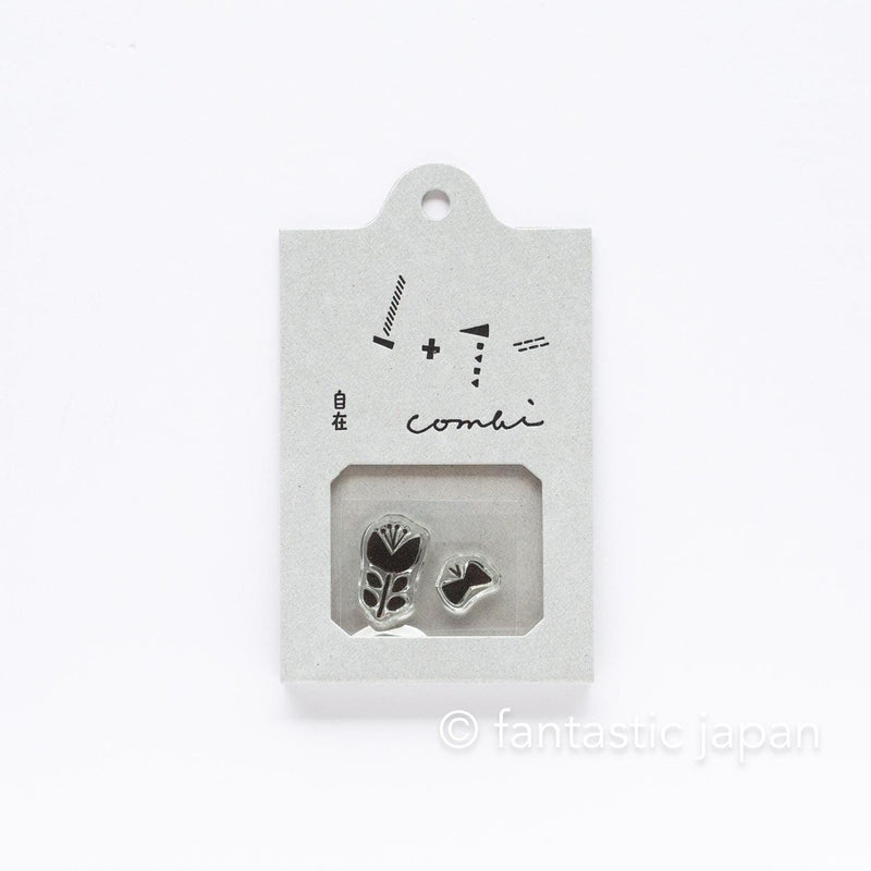 Mizushima JIZAI Clear Stamps COMBI -butterfly and flower-  / nombre stamp