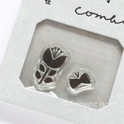 Mizushima JIZAI Clear Stamps COMBI -butterfly and flower-  / nombre stamp