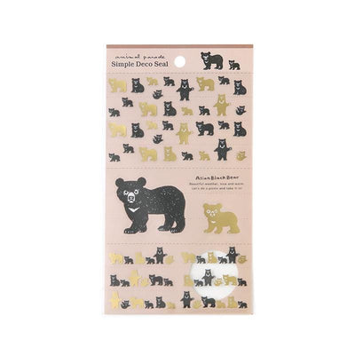 Simple deco sticker / Animal parade -asian black bear- / design by Ryoji Nakajima