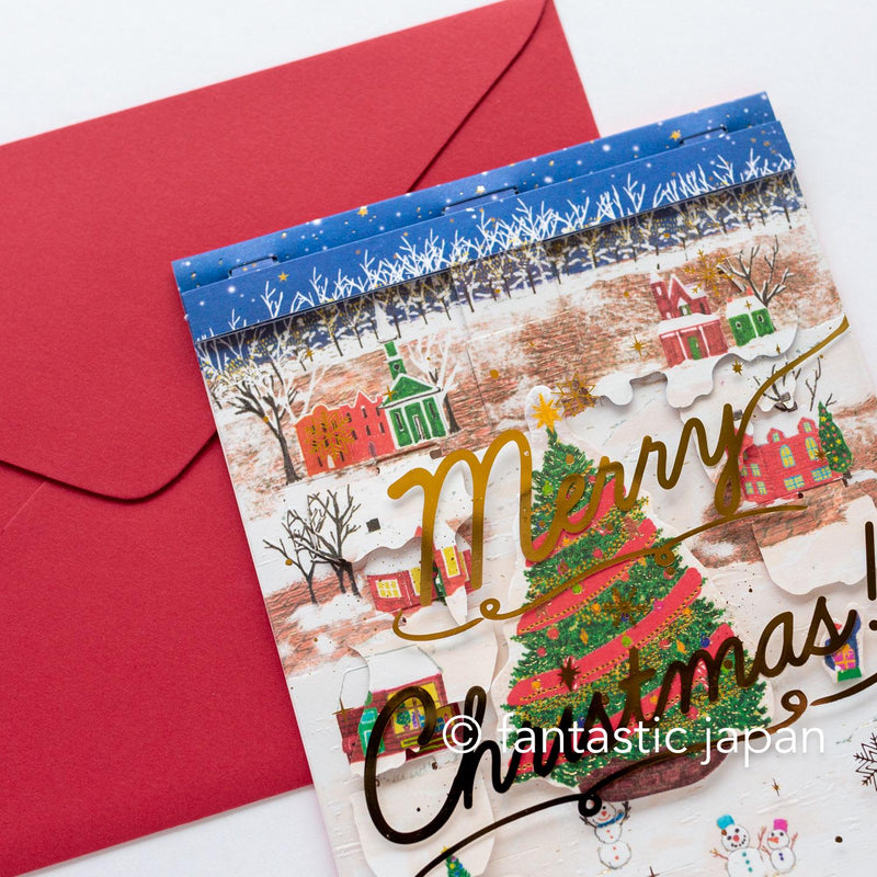 Christmas pop-up greeting card -town-