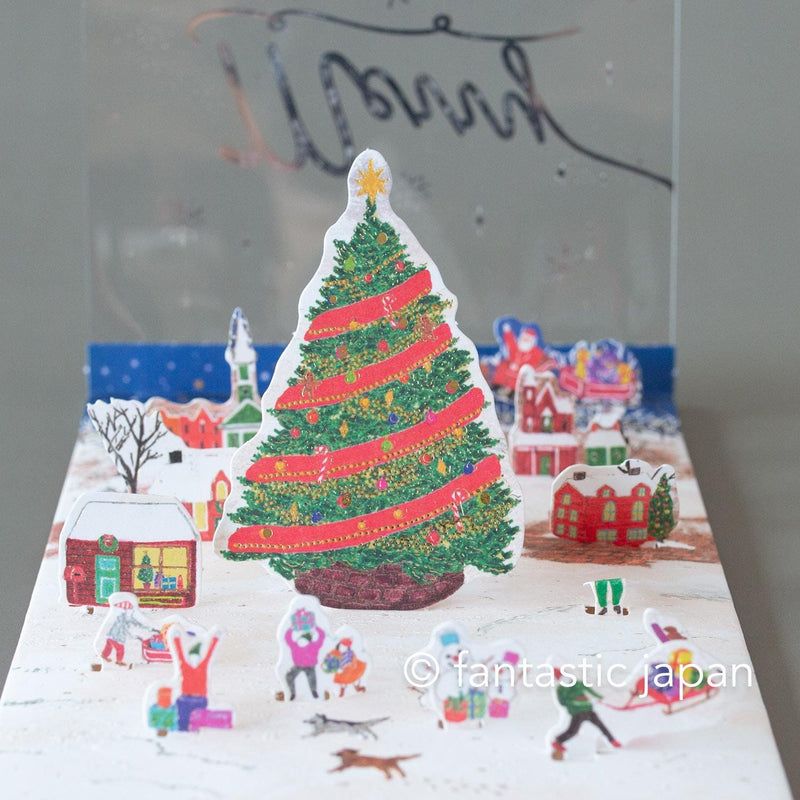 Christmas pop-up greeting card -town-