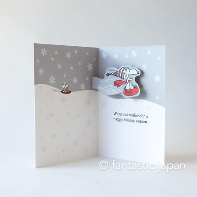 Christmas PEANUTS pop-up card -On a silver sleigh ride-