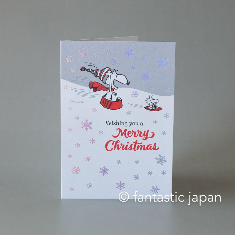 Christmas PEANUTS pop-up card -On a silver sleigh ride-