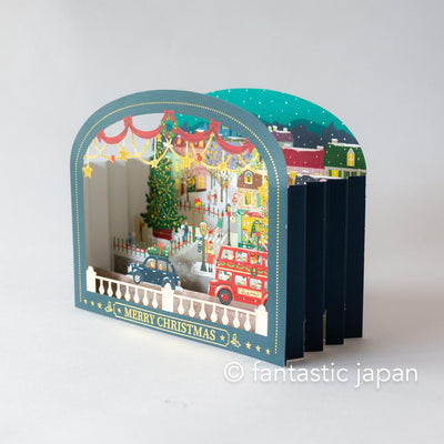 Christmas 3d laser-cut card -holiday town-