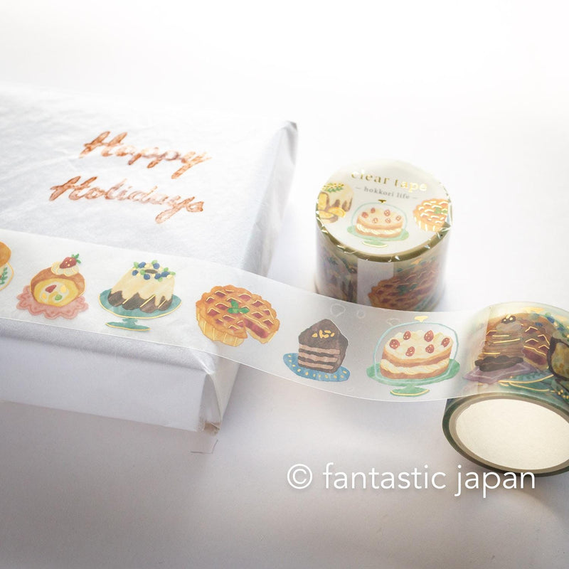 Gold Foil PET Clear tape / hokkori life -Christmas cake- / mind wave /