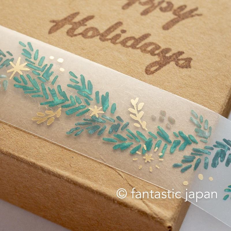 Gold Foil PET Clear tape / hokkori life -Christmas mimosa- / mind wave /