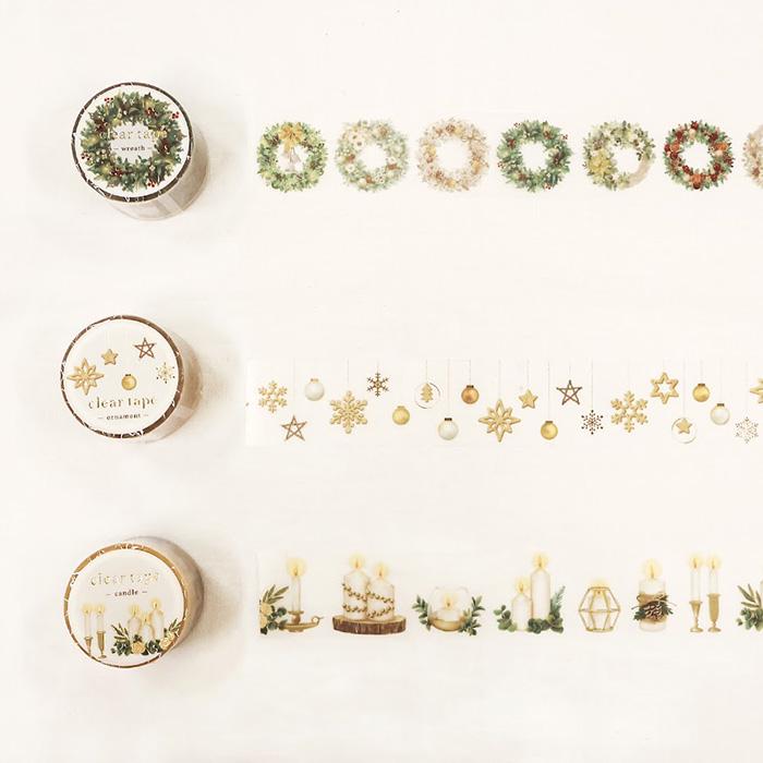 Gold Foil PET Clear tape / -candle- / mind wave Christmas tape /