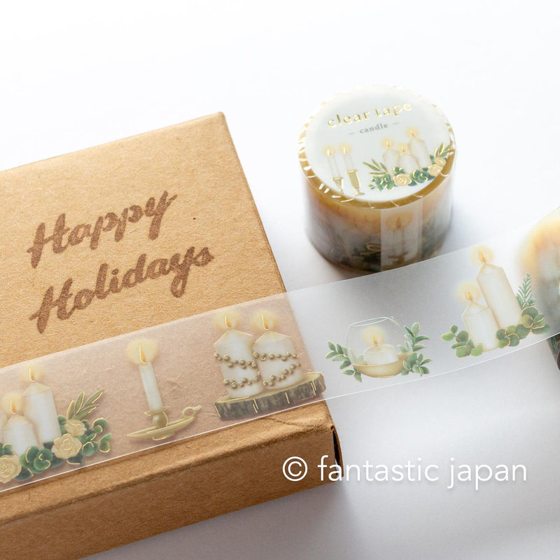 Gold Foil PET Clear tape / -candle- / mind wave Christmas tape /