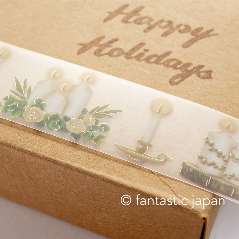 Gold Foil PET Clear tape / -candle- / mind wave Christmas tape /