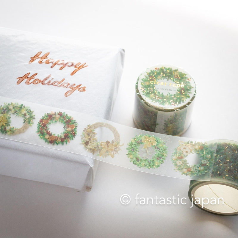 Gold Foil PET Clear tape / -wreath- / mind wave Christmas tape /