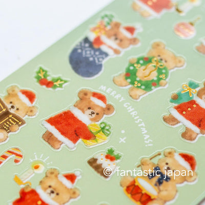 Christmas Gold Foil sticker / Winter selection -teddy bear Santa Clause- / mind wave holiday sticker