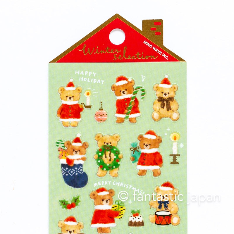 Christmas Gold Foil sticker / Winter selection -teddy bear Santa Clause- / mind wave holiday sticker