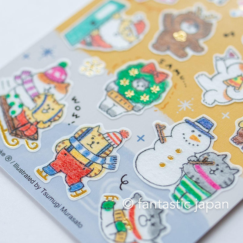 Christmas Gold Foil sticker / Winter selection -gorogoro nyansuke- / mind wave holiday sticker