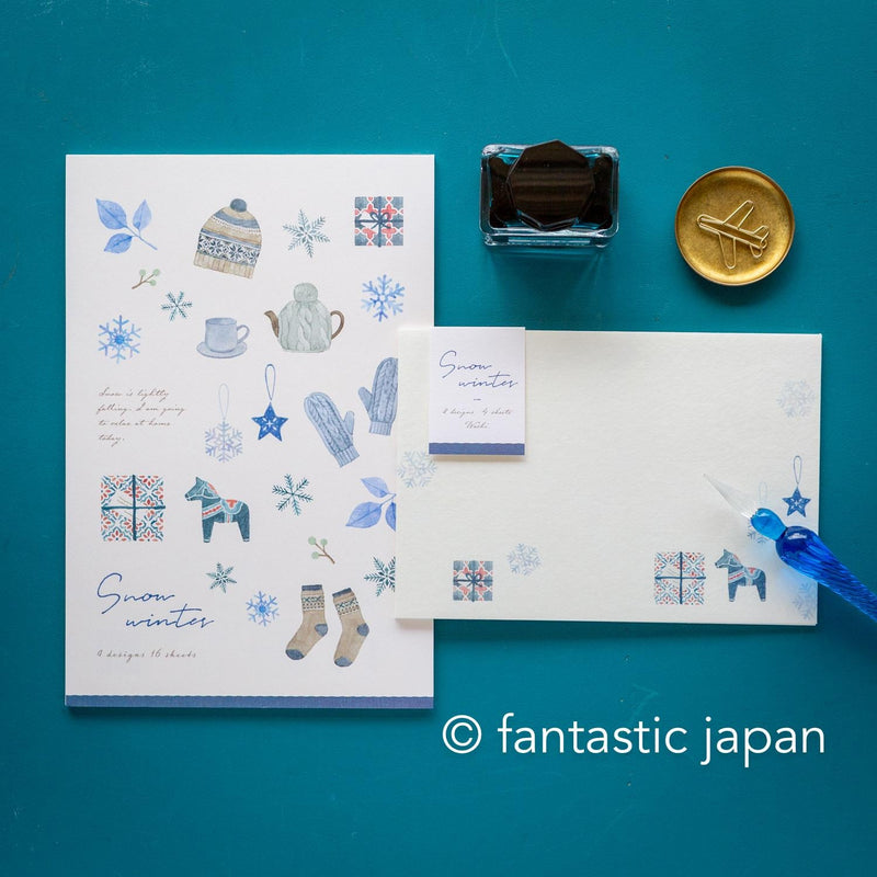 Japanese Washi Writing Letter Pad and Envelopes -snow winter- / NB letter set