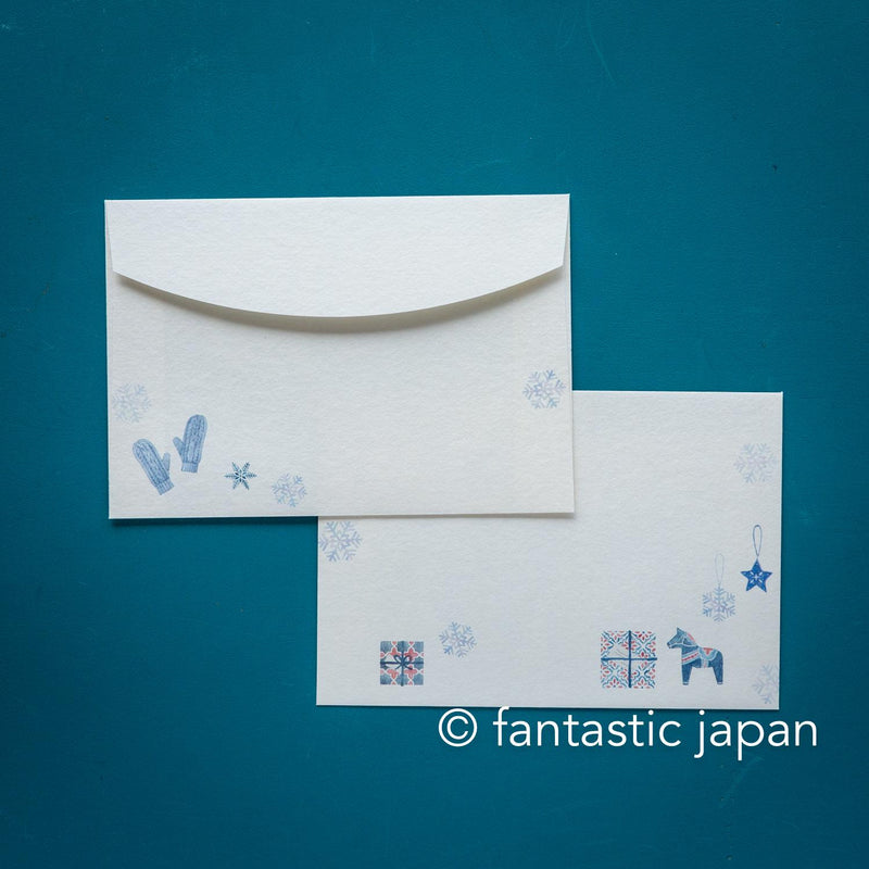 Japanese Washi Writing Letter Pad and Envelopes -snow winter- / NB letter set