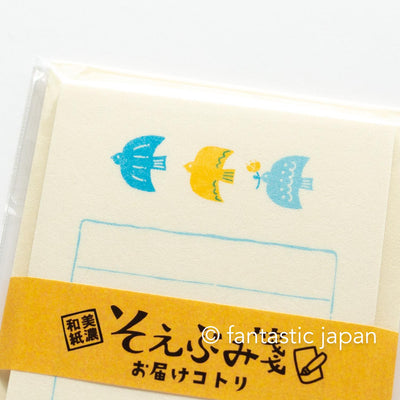 Japanese washi mini writing letter set -little birds- / Soebumi-sen