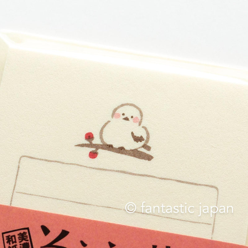 Japanese washi mini writing letter set -long tailed tit- / Soebumi-sen