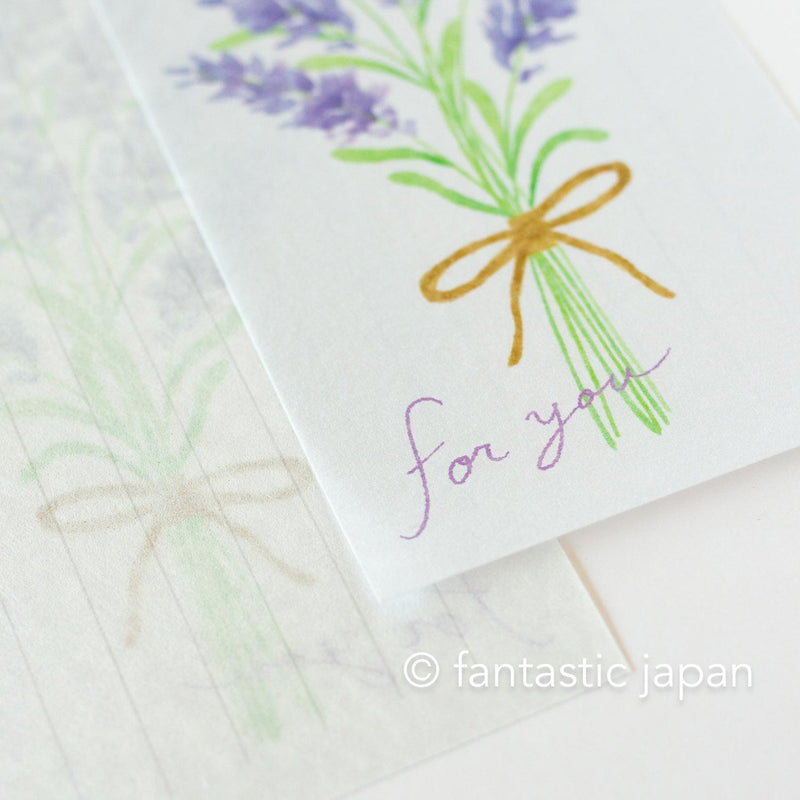 Japanese style washi letter writing set -lavender bouquet-