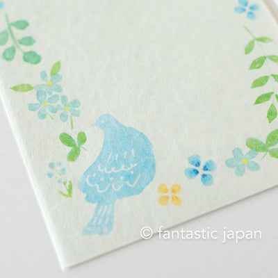 Japanese style washi letter writing set -blue bird in the flower-