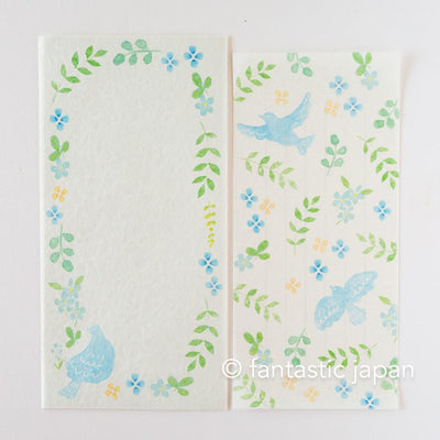 Japanese style washi letter writing set -blue bird in the flower-