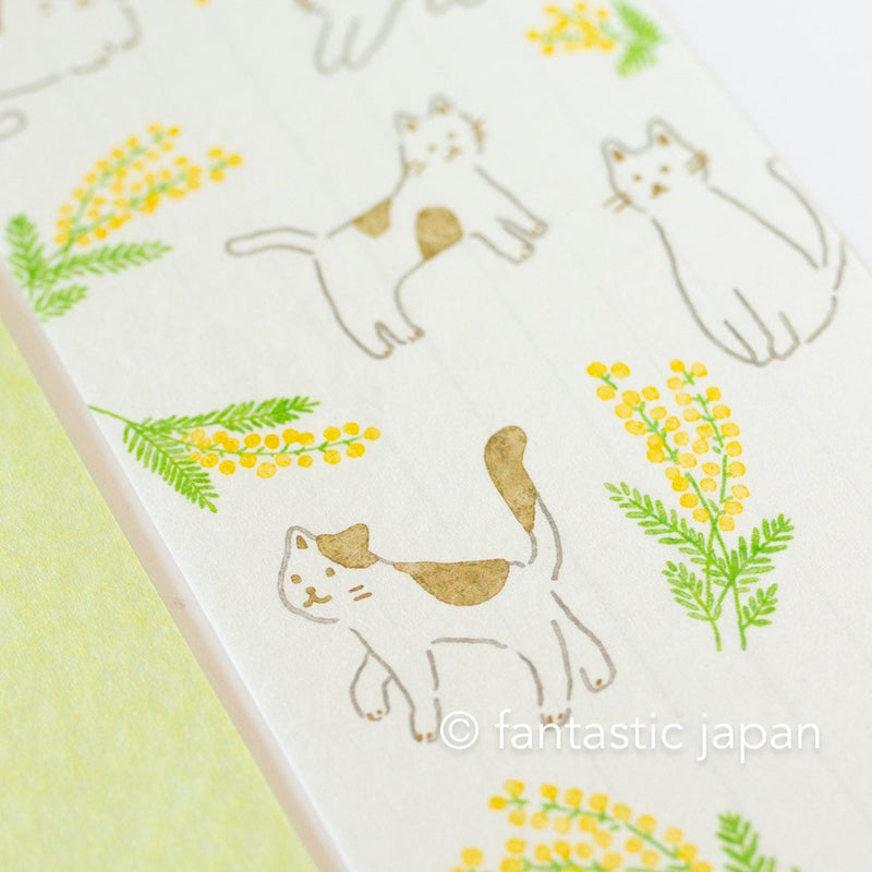 Japanese style washi letter writing set -mimosa and cats-