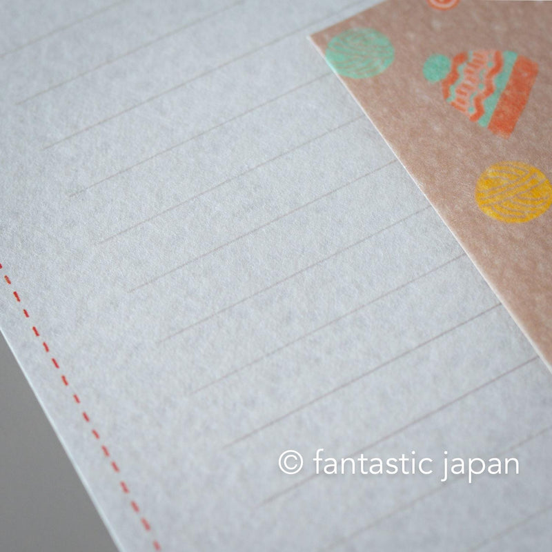 Japanese washi letter set -cat and knitting-