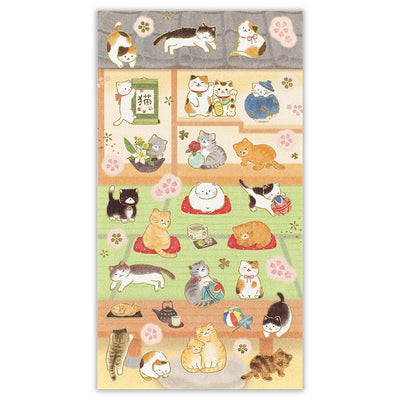 Washi Sticker / cats in a Japanese-style room