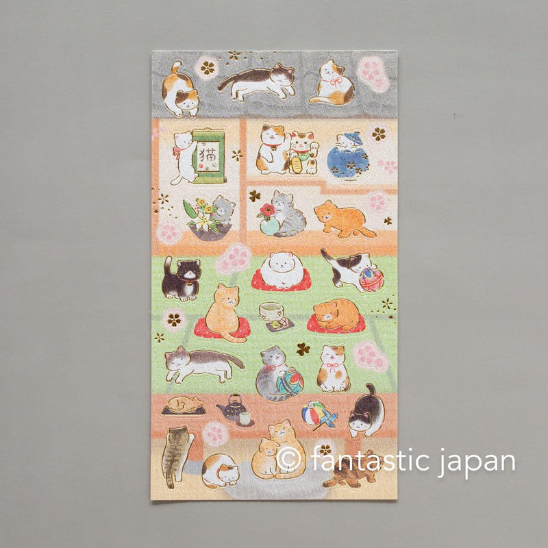 Washi Sticker / cats in a Japanese-style room