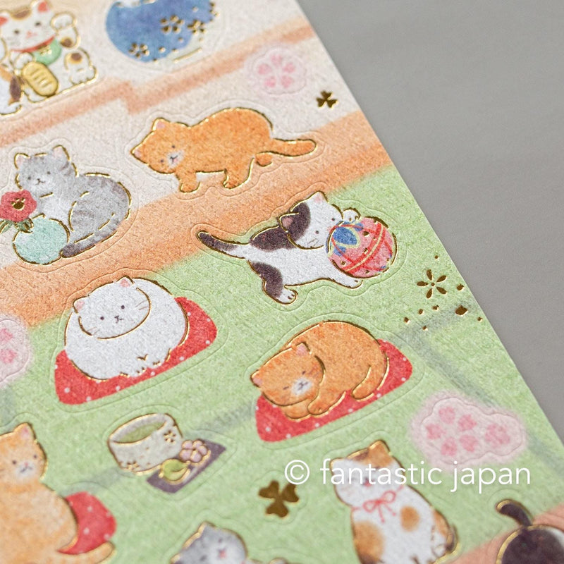 Washi Sticker / cats in a Japanese-style room