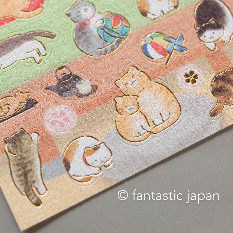 Washi Sticker / cats in a Japanese-style room