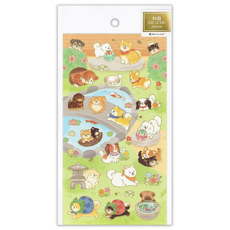 Washi Sticker / shiba dogs in a Japanese-style garden