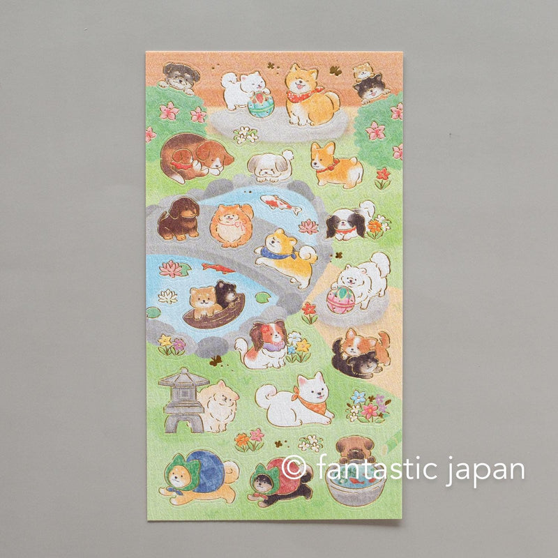 Washi Sticker / shiba dogs in a Japanese-style garden