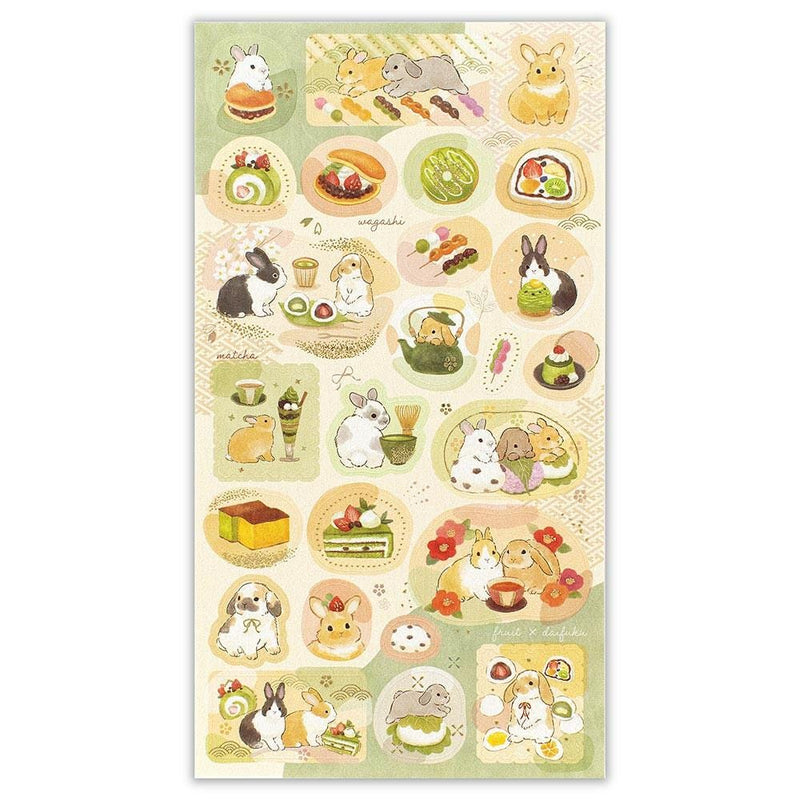 Washi Sticker / rabbits and Japanese sweets