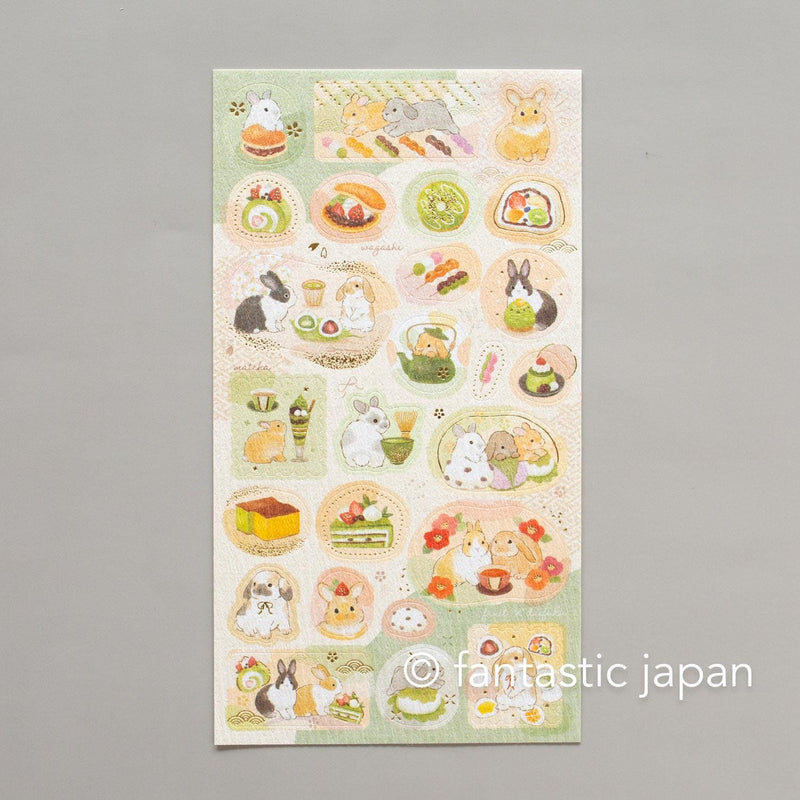 Washi Sticker / rabbits and Japanese sweets