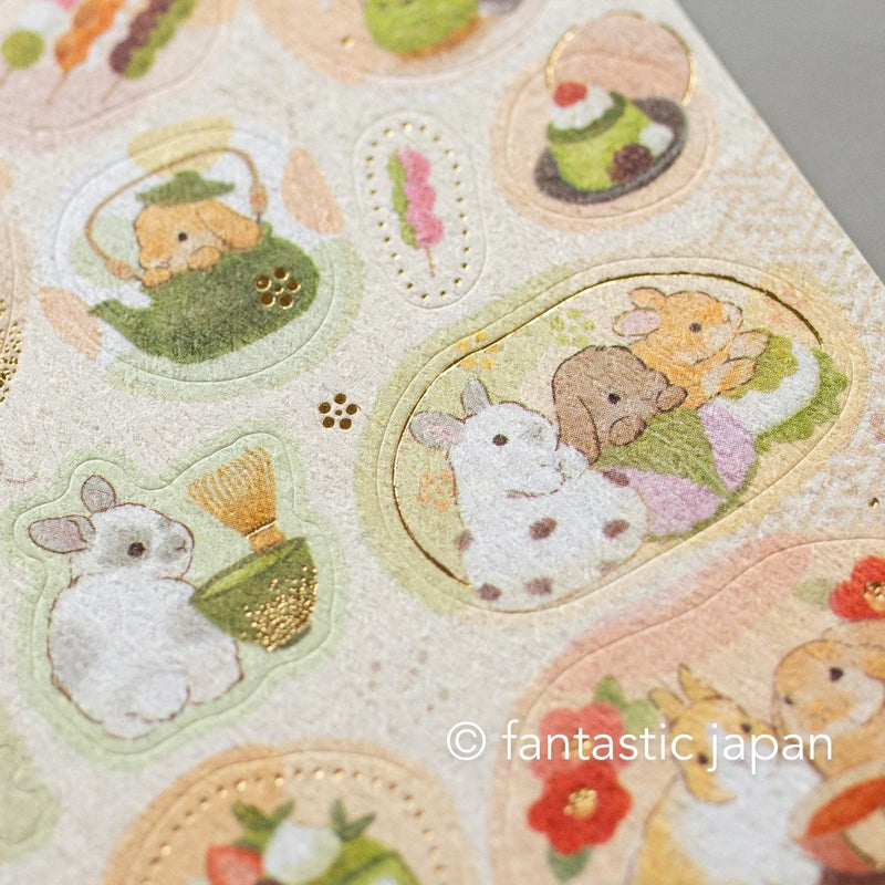 Washi Sticker / rabbits and Japanese sweets