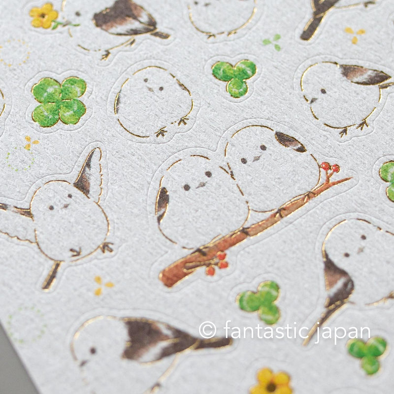 Washi Sticker / long tailed tit and clover