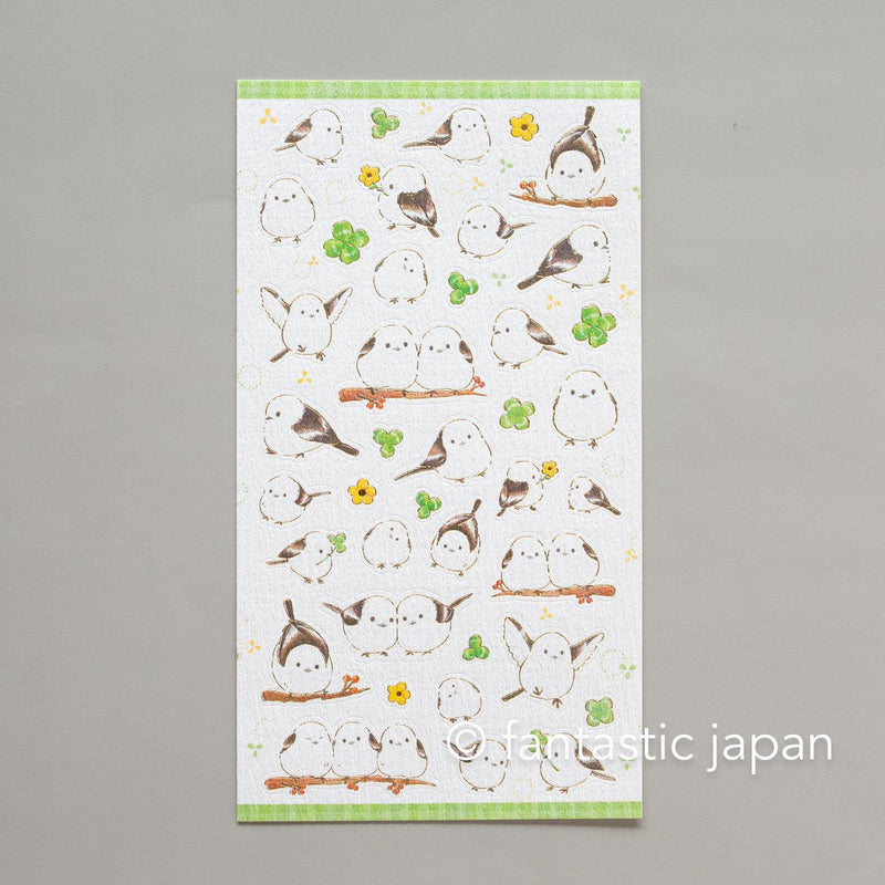 Washi Sticker / long tailed tit and clover