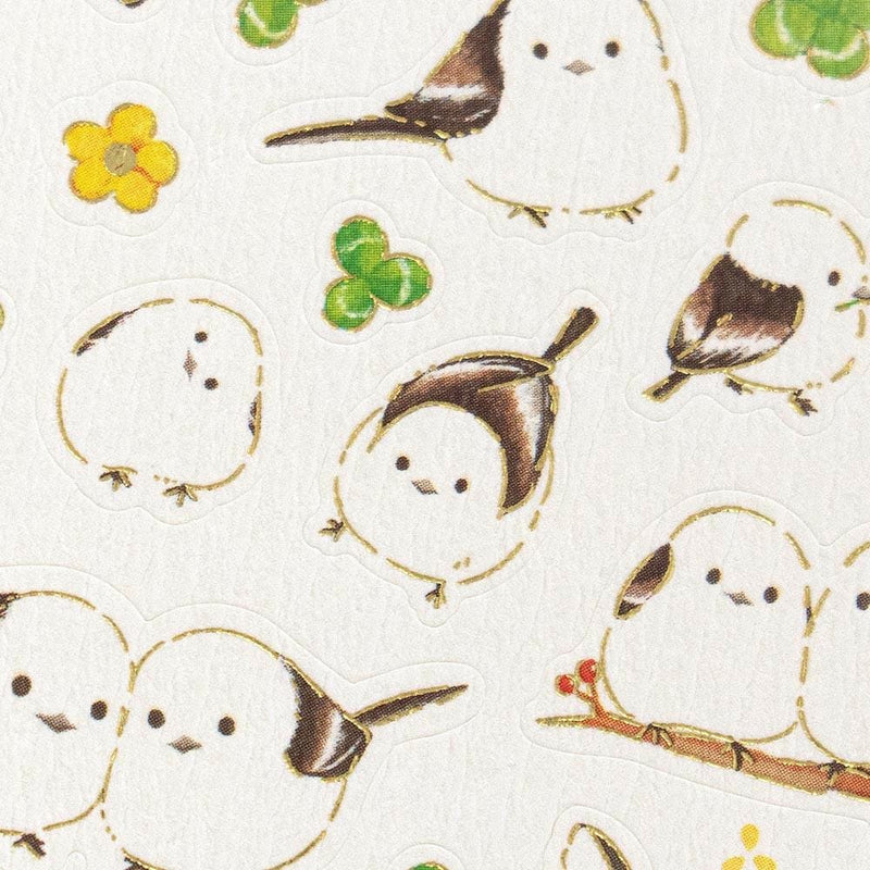 Washi Sticker / long tailed tit and clover