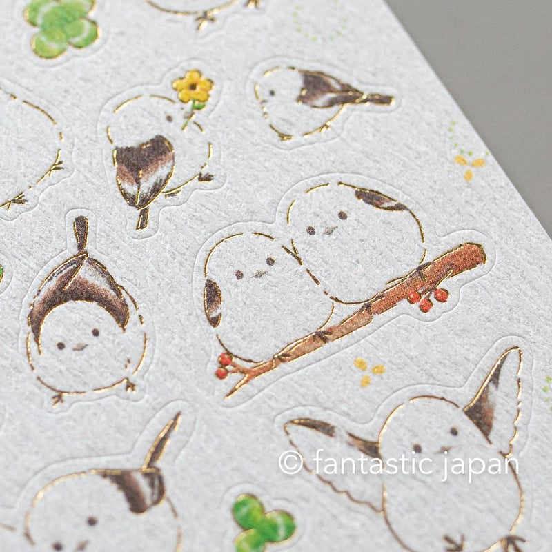 Washi Sticker / long tailed tit and clover