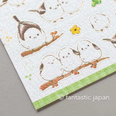 Washi Sticker / long tailed tit and clover