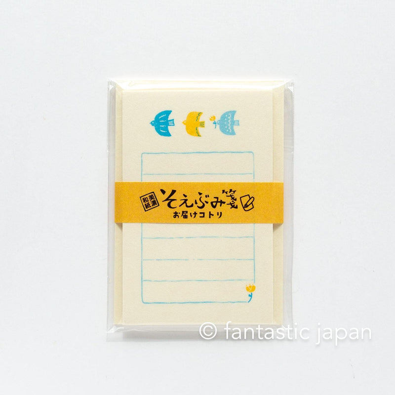 Japanese washi mini writing letter set -little birds- / Soebumi-sen